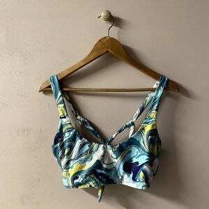ModCloth Blue Marble Swirl Swim Top Size XL EUC